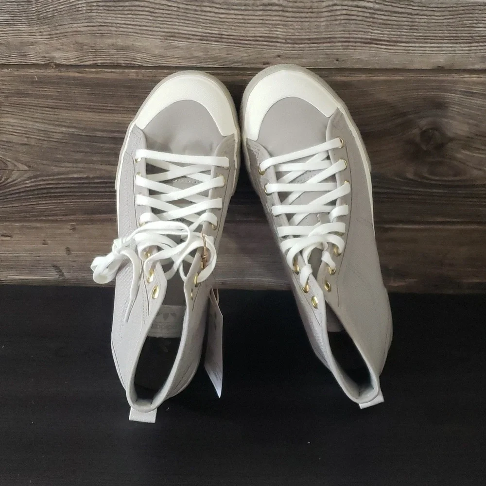 New‎ Adidas Nizza Trek Womens Shoes Size 7.5 Platforms High Tops Neutral Scandi